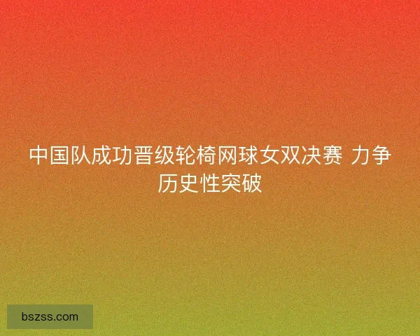 中国队成功晋级轮椅网球女双决赛 力争历史性突破